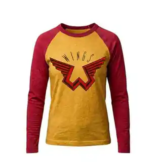 Wings yellow and red baseball tee front